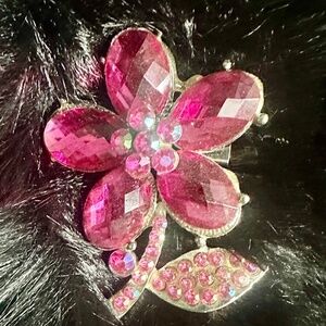 Pink flower brooch